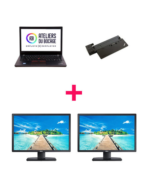 Pack PC portable Lenovo X270 + 2 écrans DELL P2213F + Station d'accueil