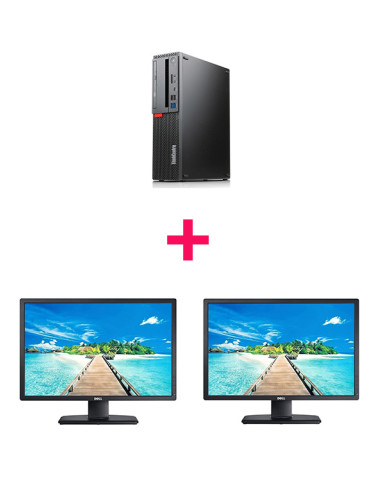 Pack PC Lenovo M720s + 2 écrans DELL P2213T