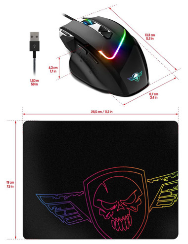 Souris gamer Spirit Of Gamer PRO-M3 RGB + Tapis