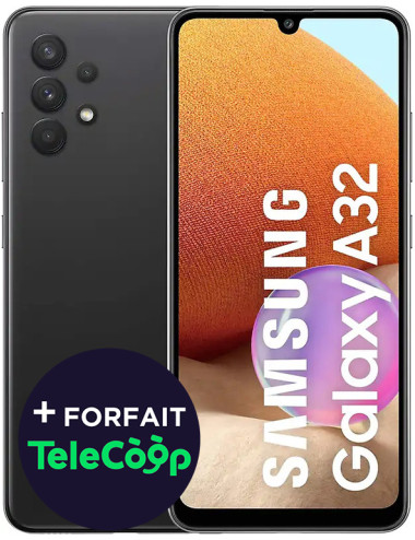 Samsung Galaxy A32 4G + Film Hydrogel + Forfait Telecoop + SIM