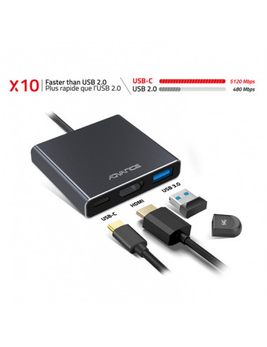 Hub Advance 3 en 1 Xpand Smart USB-C