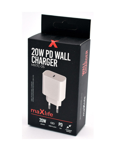 Chargeur USB-C maXlife - BLANC - 20 W