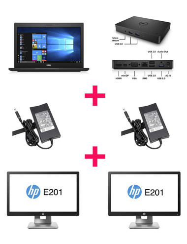 Pack PC portable Dell E7280 + 2 écrans HP E201 + dock